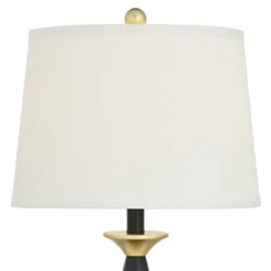 360 Lighting Kamila Traditional Table Lamps 27" Tall Set Of 2 Gold Black With Dual USB Charging Ports White Drum Shade For Bedroom Bedside Family Desk -Home Decor GUEST 4ba3697f ab15 4d2a bef1 6ed8cd547379