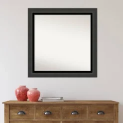 31" X 31" Non-Beveled Tuxedo Black Wall Mirror - Amanti Art -Home Decor GUEST 4e7c8866 b27e 4a3b a3f0 e0b3ff09d1b8