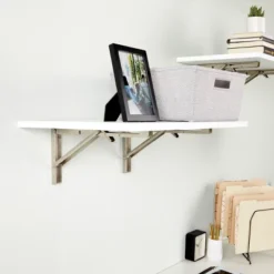 Built Industrial 2 Pack Folding L Wall Shelf Bracket, 10 Inch Collapsible Hardware With Locking Hinge For Garage Shelves, Holds 120lbs -Home Decor GUEST 555ad0b8 e83d 42c4 af02 5dfe3c43b4ec