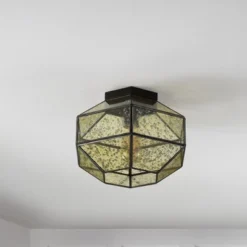 12.5" 1-Light Evelyn Vintage Farmhouse Iron/Glass LED Flush Mount Oil Rubbed Bronze - JONATHAN Y -Home Decor GUEST 562e148f da5a 422c a319 4a68e70d3a54