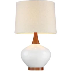 360 Lighting Modern Table Lamp With USB Charging Port 23" High Ivory Ceramic Off-White Drum Shade For Living Room Desk Bedroom House 14 360 Lighting Modern Table Lamp With USB Charging Port 23" High Ivory Ceramic Off-White Drum Shade For Living Room Desk Bedroom House -Home Decor GUEST 56cb0a42 ad98 453d b610 6d6576b86bd8