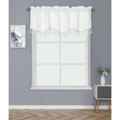 Kate Aurora Luxurious Solid Colored Scalloped Rod Pocket Window Valance With Crystal Beaded Trim -Home Decor GUEST 5807b84c 3af6 476f 9678 9aef605c0790