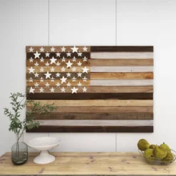 Wood American Flag Handmade Wall Decor Dark Brown - Olivia & May -Home Decor GUEST 58bb7a39 33e1 47a6 a19a 8324997a1135