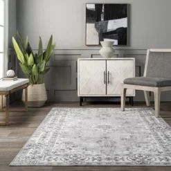 NuLOOM Ren Vintage Floral Machine Washable Area Rug -Home Decor GUEST 5c00d40f e37a 45c1 aab2 c0007b19de1d