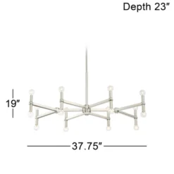 Possini Euro Design Marya Brushed Nickel Chandelier 37 3/4" Wide Modern 16-Light Fixture For Dining Room House Foyer Kitchen Island Entryway Bedroom -Home Decor GUEST 5f42d421 ade8 42b7 8c6a 4050b2086f75