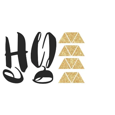 Hello Quote With Glitter Triangles Peel And Stick Wall Decal Black/Gold - RoomMates 2 Hello Quote With Glitter Triangles Peel And Stick Wall Decal Black/Gold - RoomMates - Image 2