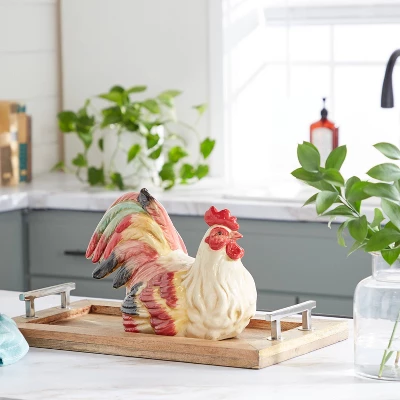 9" Ceramic Farmhouse Chicken Garden Sculpture Red - Olivia & May 1 9" Ceramic Farmhouse Chicken Garden Sculpture Red - Olivia & May