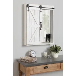Decorative Wood Wall Storage Cabinet With Vanity Mirror And Sliding Barn Door Rustic White - Kate & Laurel All Things Decor 10 Decorative Wood Wall Storage Cabinet With Vanity Mirror And Sliding Barn Door Rustic White - Kate & Laurel All Things Decor -Home Decor GUEST 6020acb5 24d6 4f57 8398 65756bd7c486