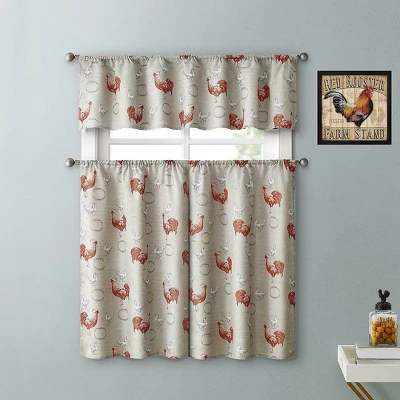 Kate Aurora Living Country Farmhouse Red Rooster Barn 3 Piece Kitchen Curtain Tier & Valance Set - 56 In. W X 15 In. L 1 Kate Aurora Living Country Farmhouse Red Rooster Barn 3 Piece Kitchen Curtain Tier & Valance Set - 56 In. W X 15 In. L