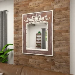 Wood Floral Carved Acanthus Wall Mirror Brown - Olivia & May -Home Decor GUEST 653566b3 defd 4f13 a74d 48b34a90a9b7