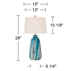 360 Lighting Carlton Modern Coastal Table Lamps 28" Tall Set Of 2 Swirling Blue Faux Marble White Tapered Drum Shade For Bedroom Living Room Bedside -Home Decor GUEST 6583631e 7494 4d80 8b0f 421c3afa93a2