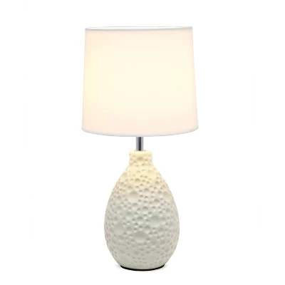 14.17" Traditional Ceramic Texture Thumbprint Tear Drop Table Desk Lamp With Tapered White Shade White - Creekwood Home 2 14.17" Traditional Ceramic Texture Thumbprint Tear Drop Table Desk Lamp With Tapered White Shade White - Creekwood Home - Image 2