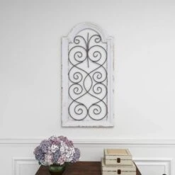 Vintage Wood Scroll Arched Window Inspired Wall Decor With Metal Scrollwork Relief White - Olivia & May 19 Vintage Wood Scroll Arched Window Inspired Wall Decor With Metal Scrollwork Relief White - Olivia & May -Home Decor GUEST 68126740 0378 4cfb 835e 010228601474