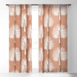 CoastL Studio Wide Palm Terra Cotta Single Panel Sheer Window Curtain - Deny Designs