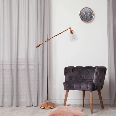 Swing Arm Floor Lamp With Glass Cylindrical Shade Rose Gold - Lalia Home 3 Swing Arm Floor Lamp With Glass Cylindrical Shade Rose Gold - Lalia Home - Image 3