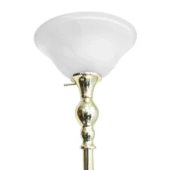 1-Light Torchiere Floor Lamp With Marbleized Glass Shade Gold - Lalia Home -Home Decor GUEST 6bd62f12 888b 4633 8dae 182f29112d18