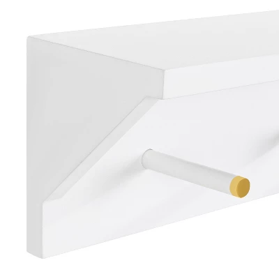 18" X 5" Adlynn Decorative Wall Shelf With Pegs White - Kate & Laurel All Things Decor 2 18" X 5" Adlynn Decorative Wall Shelf With Pegs White - Kate & Laurel All Things Decor - Image 2