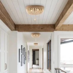 14" LED 2-Light Justina Wood Bead Iron Pendant Taupe/Chrome - JONATHAN Y -Home Decor GUEST 7147aeff 19c3 4476 a699 4c87c00490d4