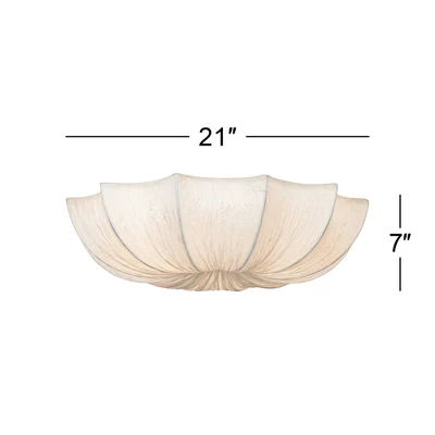 Possini Euro Design Planetarium Modern Ceiling Light Flush Mount Fixture 21" Wide Chrome 3-Light Ivory Fabric Scalloped Bowl For Bedroom Living Room 8 Possini Euro Design Planetarium Modern Ceiling Light Flush Mount Fixture 21" Wide Chrome 3-Light Ivory Fabric Scalloped Bowl For Bedroom Living Room - Image 8