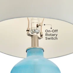 360 Lighting Modern Table Lamps 27 3/4" Tall Set Of 2 With USB Charging Port Blue Glass White Drum Shade For Living Room Bedroom -Home Decor GUEST 73beb6e4 67bc 4763 82a4 d7bc62cd0d2b