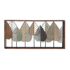Metal Leaf Varying Texture Wall Decor With Wood Frame Brown - Olivia & May -Home Decor GUEST 755cf85d feca 4ea4 9ee9 689006e939ba