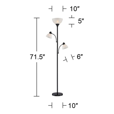 360 Lighting Bingham Modern Torchiere Floor Lamp With Side Lights 71 1/2" Tall Black Metal White Shade For Living Room Reading Bedroom Office House 5 360 Lighting Bingham Modern Torchiere Floor Lamp With Side Lights 71 1/2" Tall Black Metal White Shade For Living Room Reading Bedroom Office House - Image 5