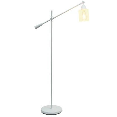 Swing Arm Floor Lamp With Glass Cylindrical Shade White - Lalia Home 1 Swing Arm Floor Lamp With Glass Cylindrical Shade White - Lalia Home