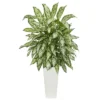 Nearly Natural 43-in Silver Queen Artificial Plant In White Tower Planter