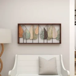 Metal Leaf Varying Texture Wall Decor With Wood Frame Brown - Olivia & May -Home Decor GUEST 7bd22cba 12c0 4aba b3e3 80beea3e27bc