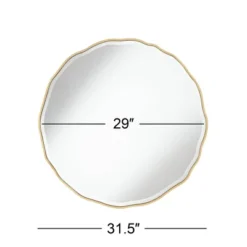 Noble Park Lissa Round Vanity Decorative Wall Mirror Modern Beveled Edge Gold Waved Wood Frame31 1/2" Wide For Bathroom Bedroom Living Room Home House -Home Decor GUEST 8044a464 54c1 4f08 88c9 fdceb4ec8c4b