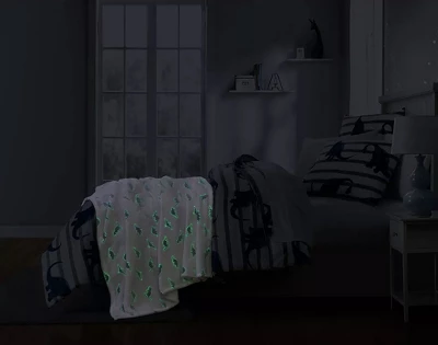 Kate Aurora Montauk Accents White & Gray Glow In The Dark Juvi Dinosaurs Ultra Soft & Plush Fleece Accent Throw Blanket 2 Kate Aurora Montauk Accents White & Gray Glow In The Dark Juvi Dinosaurs Ultra Soft & Plush Fleece Accent Throw Blanket - Image 2