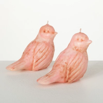 3.5"H Sullivans Pink Bird Candles - Set Of 2, Pink 2 3.5"H Sullivans Pink Bird Candles - Set Of 2, Pink - Image 2