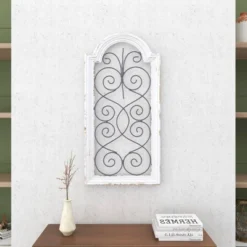 Vintage Wood Scroll Arched Window Inspired Wall Decor With Metal Scrollwork Relief White - Olivia & May 18 Vintage Wood Scroll Arched Window Inspired Wall Decor With Metal Scrollwork Relief White - Olivia & May -Home Decor GUEST 8380dbc4 bc77 4df0 ba35 989f1dd8304a