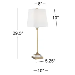 Regency Hill Julia Traditional Buffet Table Lamp 29 1/2" Tall Gold Crystal White Fabric Tapered Square Shade For Living Room Dining House Entryway -Home Decor GUEST 86bc9adf 8a01 4228 b0fb bcd4e14c0d1c