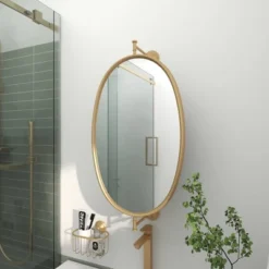 Industrial Wood Oval Shaped Wall Mirror - Olivia & May -Home Decor GUEST 8802bd1a 54c0 40a8 8af6 663bdb873ba5