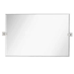 Hamilton Hills 24" X 36" Rectangular Frameless Mirror With Polished Chrome Squared Wall Brackets -Home Decor GUEST 8872317a fa4c 4956 a3b9 90e9a3e4cf11