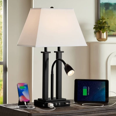 Possini Euro Design Possini Euro Deacon Black USB Port And Outlet Gooseneck Desk Lamps Set Of 2 8 Possini Euro Design Possini Euro Deacon Black USB Port And Outlet Gooseneck Desk Lamps Set Of 2 - Image 8