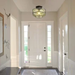 12.5" 1-Light Evelyn Vintage Farmhouse Iron/Glass LED Flush Mount Oil Rubbed Bronze - JONATHAN Y -Home Decor GUEST 8f11c10c e771 4f07 8997 7ea94fc2ca7f