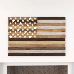 Wood American Flag Handmade Wall Decor Dark Brown - Olivia & May -Home Decor GUEST 94be2f35 0515 443e a505 dd99ace5e90e