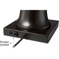 Regency Hill Hadley Industrial Table Lamps Set Of 2 26" High Bronze With AC Power Outlet Ivory Pleat Shade For Bedroom Living Room Bedside Office Desk -Home Decor GUEST 95015d7e 881a 4ad1 94a2 f4002289044f