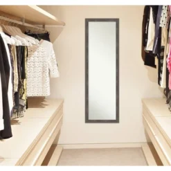 17" X 51" Pinstripe Wood Framed Full Length On The Door Mirror Lead Gray - Amanti Art -Home Decor GUEST 95709ee2 b4f2 476d 9749 bb986d7be989