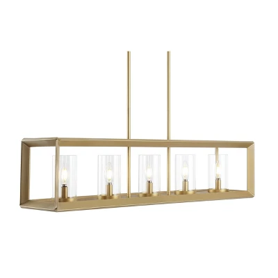 LED 5-Light Metal/Glass Anna Linear Pendant - JONATHAN Y 11 LED 5-Light Metal/Glass Anna Linear Pendant - JONATHAN Y - Image 11