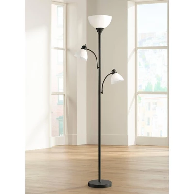 360 Lighting Bingham Modern Torchiere Floor Lamp With Side Lights 71 1/2" Tall Black Metal White Shade For Living Room Reading Bedroom Office House 1 360 Lighting Bingham Modern Torchiere Floor Lamp With Side Lights 71 1/2" Tall Black Metal White Shade For Living Room Reading Bedroom Office House