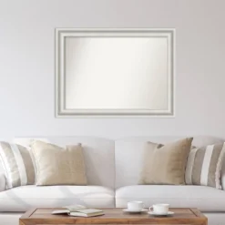 44" X 33" Non-Beveled Parlor White Wall Mirror - Amanti Art -Home Decor GUEST 99101ec6 c7d5 4f52 90d5 faa0371105e4