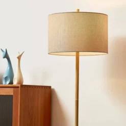 62" Cove Light Faux Wood Floor Lamp With Jute Shade - Globe Electric -Home Decor GUEST a108ef27 5448 49f8 b1e1 f56979687037