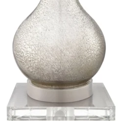 360 Lighting Ledger Modern Accent Table Lamps Set Of 2 With Square Risers 22 3/4" High Mercury Glass USB Port Dimmers Off-White Shade For Office Desk -Home Decor GUEST a10dd7ab deb1 45b9 a69c 8ec04500fd3e