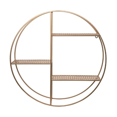 Transpac Metal 23.75 In. Gold 3-Shelf Round Wall Decor 1 Transpac Metal 23.75 In. Gold 3-Shelf Round Wall Decor