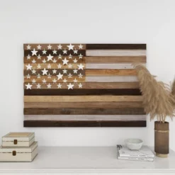 Wood American Flag Handmade Wall Decor Dark Brown - Olivia & May -Home Decor GUEST a3a47c8d a8a2 4459 ae2d bbb507229b5a