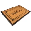 1'5" X 2'5" Cursive Welcome With Border Indoor/Outdoor Recycled Rubber And Coir Doormat Natural/Black - Entryways