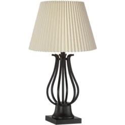Regency Hill Hadley Industrial Table Lamps Set Of 2 26" High Bronze With AC Power Outlet Ivory Pleat Shade For Bedroom Living Room Bedside Office Desk -Home Decor GUEST a6ed12f0 5b50 4ee2 a416 89f9f2679873